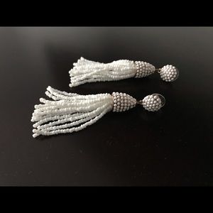 Bauble Bar piñata white tassel beaded earrings
